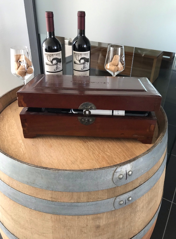 A display of wines at Voyatzi Winery